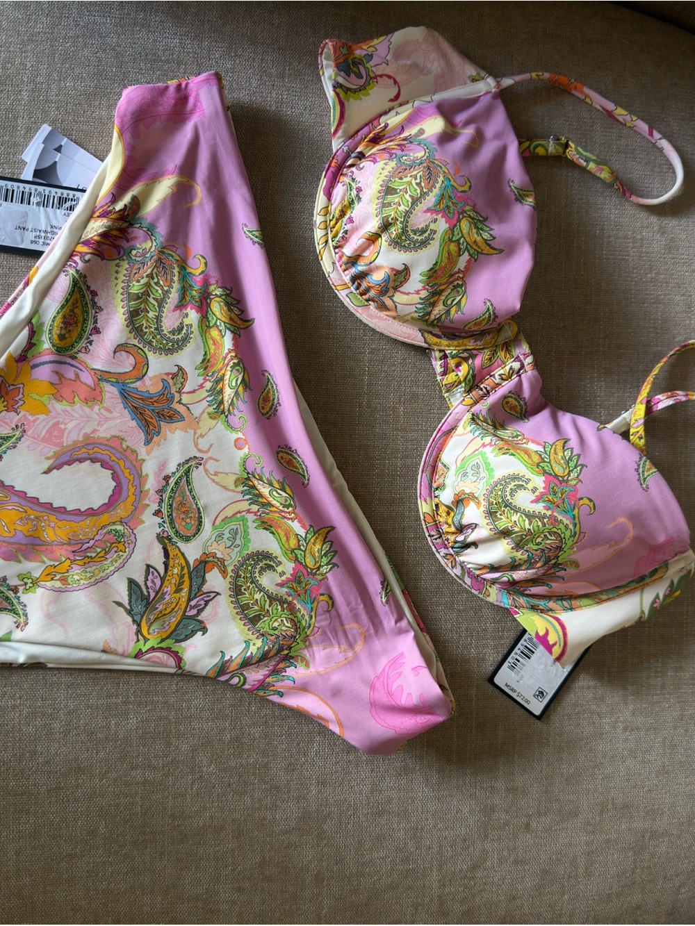 Women’s Pink Paisley Underwire Bikini Top & Bottom Set